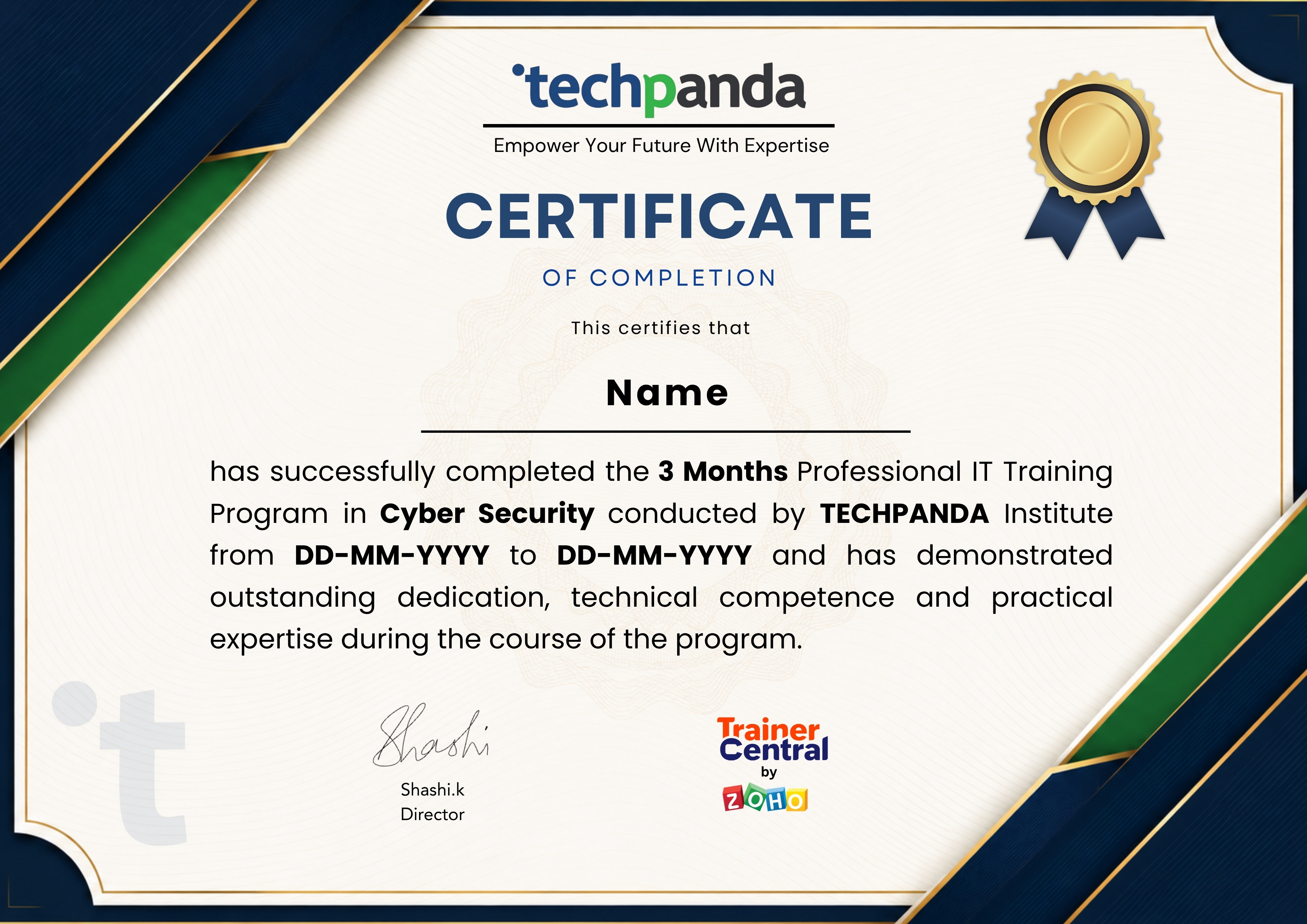 TechPanda Cyber Security Course Certificate